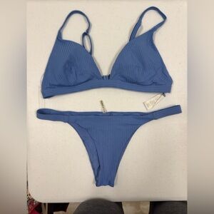 Vitamin A blue ribbed bikini.